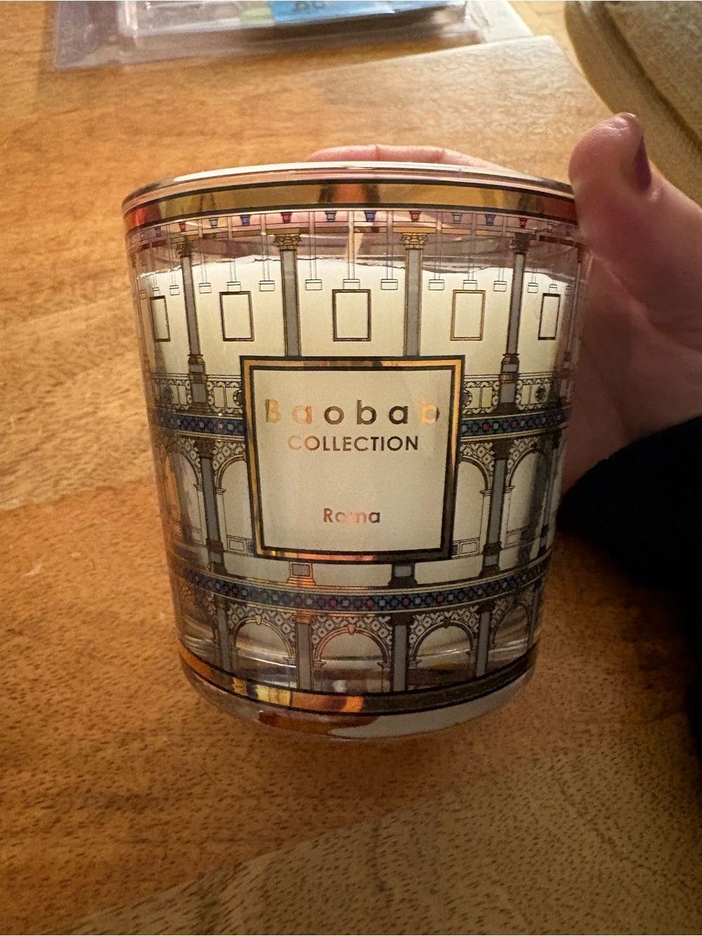 Baobab Collection Roma Candle in White and Gold Detailing